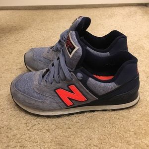 New Balance 574 - blue and orange- sz 7 wmns